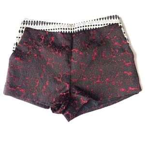 TOPSHOP petite embroidery dressy red black high waist shorts size 4